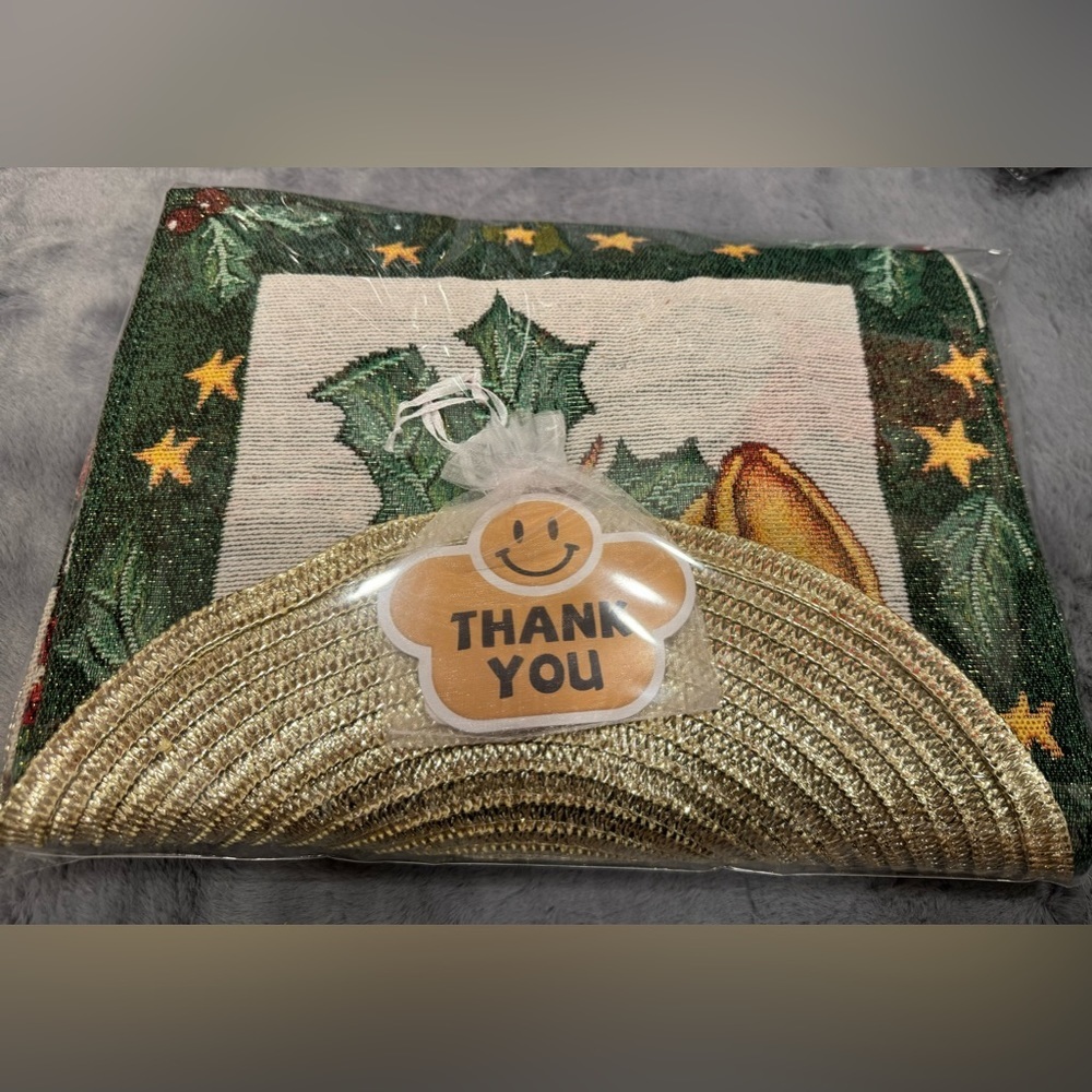 (NWT) Vintage BRAND NEW Set of 7 Glitter Christmas placemats - Picture 9 of 9